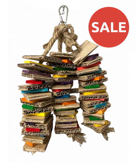 Parrot-Supplies Stacks Of Shredding Trio Small Card & Wood Parrot Toy